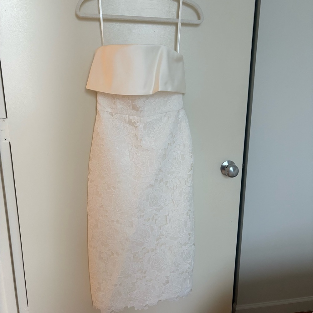 Amsale Cream Strapless Sheath Dress for Weddings